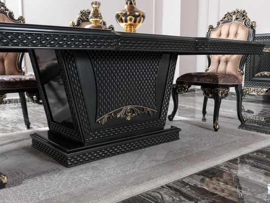 Coin repas Ensemble de salle à manger Salle à manger Table de salle à manger Chaises Bois Ensemble 9 pièces Gris Baroque