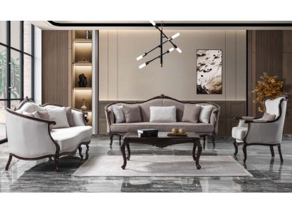Ensemble de canapé trois places fauteuil canapé en tissu gris suite de canapé rembourré canapé