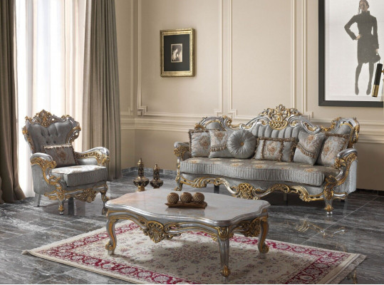 Canapé rembourré luxueux ensemble de canapé complet ensemble de canapé gris canapé en tissu