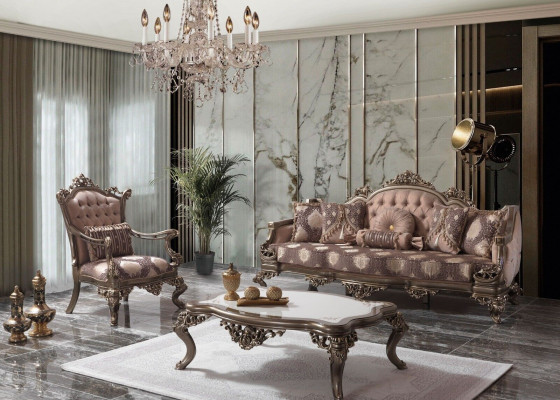 Canapé rembourré Chesterfield Ensemble de canapés Ensemble de canapés en tissu Beige Canapé ensemble