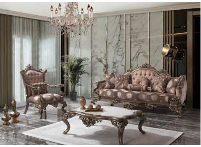 Canapé rembourré Chesterfield Ensemble de canapés Ensemble de canapés en tissu Beige Canapé ensemble