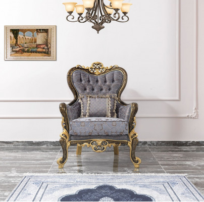 Ensemble de canapés Chesterfield, canapé bleu rembourré à trois places avec fauteuil assorti