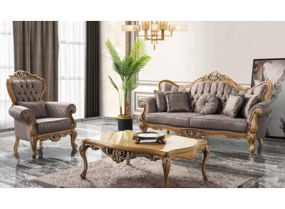 Canapé rembourré Chesterfield Ensemble de canapés Ensemble de canapés en tissu Gris Ensemble neuf