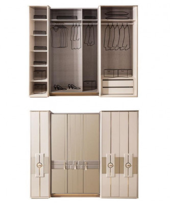 Armoire Armoire Armoires de chambre Beige Moderne Bois Luxe
