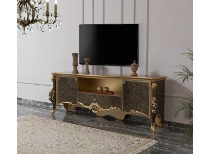 Meuble bas meuble TV Armoire télé en bois Marron Table de salon de luxe
