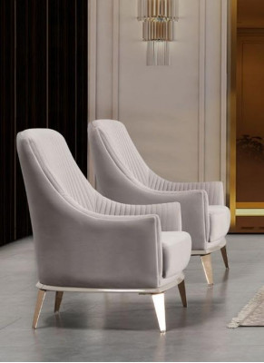 Fauteuil Fauteuil à ailes en groupe Moderne Tissu Polyester 2 pièces Gris