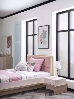 Chambre d'enfants Lit d'enfant Lit Bois Rose Ensemble de meubles pour enfants 9 pièces