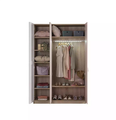 Armoire moderne pour chambre d'enfant en bois à trois portes avec miroir