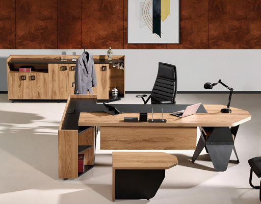 Suite Bureau Suite de bureau Ensemble de bureau 4 pièces Bois Marron Grande commode