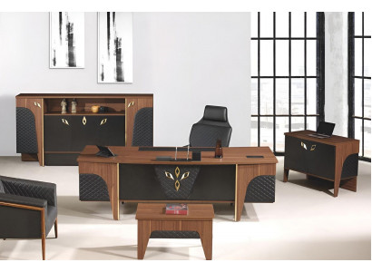 Bureau complet Ensemble de bureau 4 pièces Bois Marron Luxe Grand