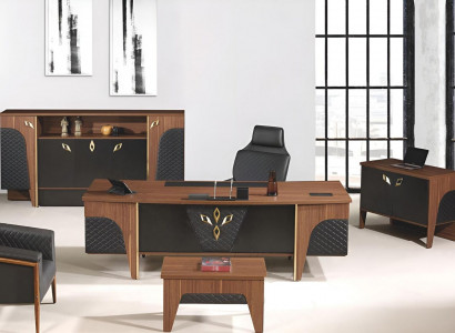 Bureau complet Ensemble de bureau 4 pièces Bois Marron Luxe Grand