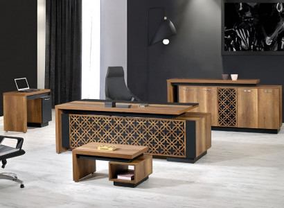 Bureau complet Mobilier de bureau Bureau de bureau Bureau de bureau Ensemble 4 pièces Bois Marron