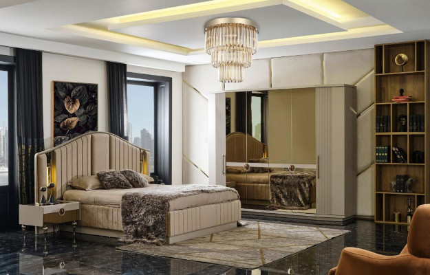 Lit de luxe de style italien Meubles de chambre à coucher Lits doubles