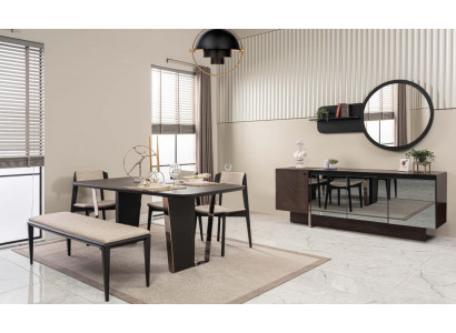 Salle à manger Ensemble de salle à manger Meubles de salle à manger Ensemble d'angle pour salle à manger Table en bois marron 8 pièces
