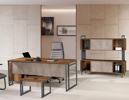 Bureau d'angle Complet e Bureau de bureau Ensemble de bureau 3 pièces Mobilier de bureau en bois Marron