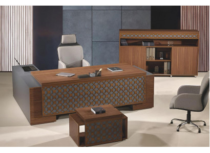 Bureau d'angle complet et bureau de poste Ensemble de bureau 3 pièces Bois Marron Mobilier de bureau