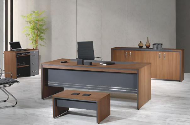 Suite de bureaux Ensemble complet de bureaux 4 pièces en bois brun Bureau