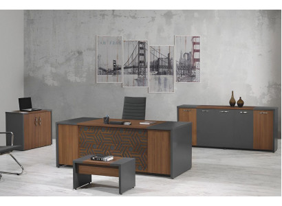 Bureau complet Bureau de bureau Mobilier de bureau Ensemble de bureau 4 pièces Bois Marron Bureau
