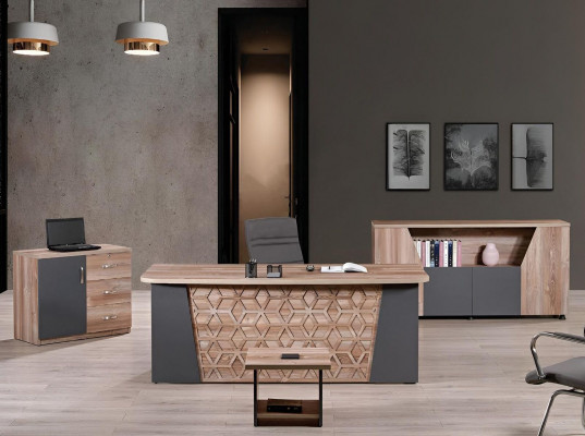 Bureau complet Bureau Bureau Ensemble de bureau 4 pièces Bois Marron Bureau