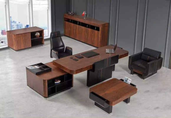 Grand placard de bureau Bahamas en bois massif avec deux portes, deux tiroirs et une étagère.