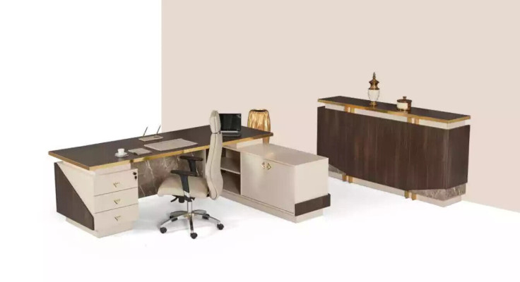 Mobilier de salle d'étude Bureau d'angle Cabinet de bureau de luxe Table basse 3 pièces