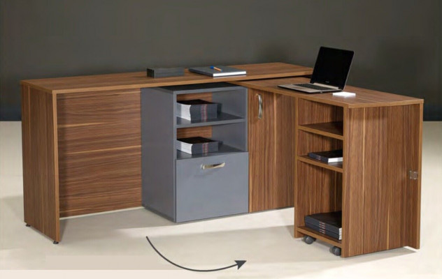 Armoire de bureau Bureau 2 en 1 Armoire fonctionnelle Table Bois Marron neuf
