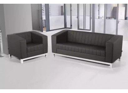 Canapé de luxe gris trois places fauteuil ensemble de canapé rembourré ensemble de meubles 2 pièces 3+1.