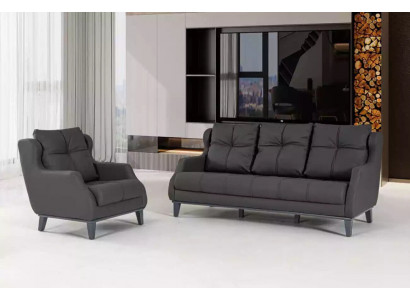 Ensemble de canapé noir Fauteuil Deux places Set de luxe moderne Siège rembourré 2+1