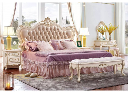 Chambre à coucher Ensemble lit chesterfield 2x Tables de nuit classiques Mobilier 3 pièces