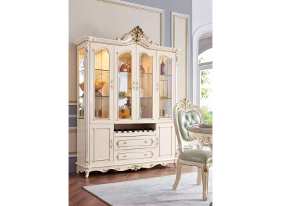 Vitrine Bois Classique Mobilier de salon nouveau luxe intérieur blanc perle