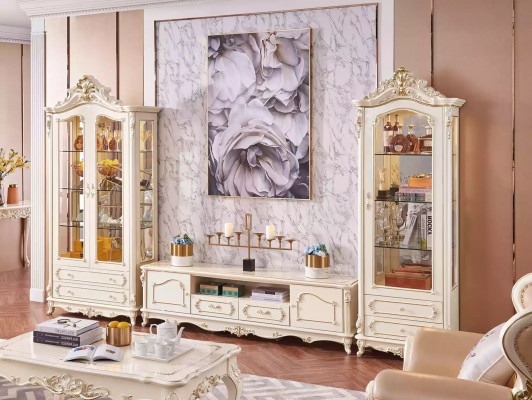 Set de salon de luxe, meuble TV, 2 vitrines, 3 pièces, nouvel espace intérieur