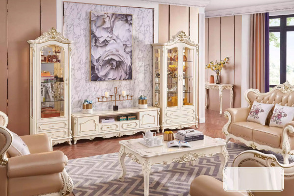 Set de salon de luxe, meuble TV, 2 vitrines, 3 pièces, nouvel espace intérieur