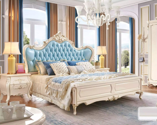 Ensemble de chambre à coucher Lit et 2 tables de chevet de luxe Mobilier classique neuf