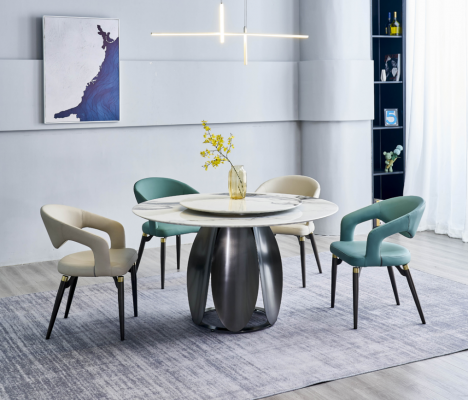 Salle à manger avec table ronde élégante et 4 chaises Ensemble de salle à manger Mobilier de salle à manger