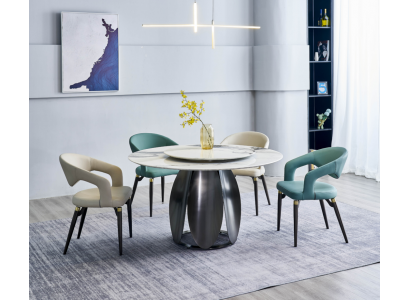 Salle à manger avec table ronde élégante et 4 chaises Ensemble de salle à manger Mobilier de salle à manger