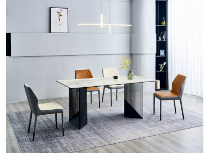 Ensemble de salle à manger Table de salle à manger Designer 6x Chaises en similicuir Table à manger 7 pièces
