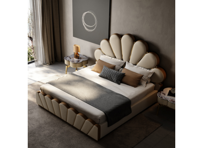 Chambre beige moderne Lit Lit double en similicuir Lits design