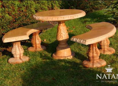 Tables de jardin de style romain Table en pierre Mobilier de patio rond Mobilier de jardin Décoration