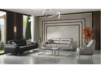 Luxueux ensemble de canapés trois places Fauteuil canapé en tissu gris Canapés rembourrés