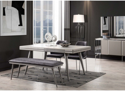 Ensemble de salle à manger Meubles de salle à manger Coin repas Table à manger Table à manger Chaises 6 pièces gris