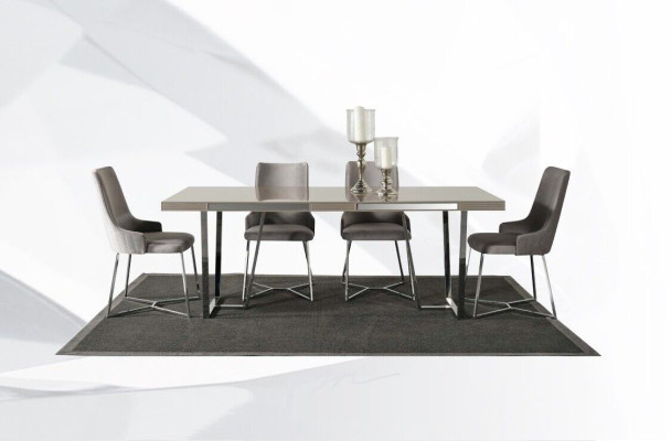 Coin repas Salle à manger Groupe Ensemble de salle à manger Table à manger Chaises 7pcs Bois Gris