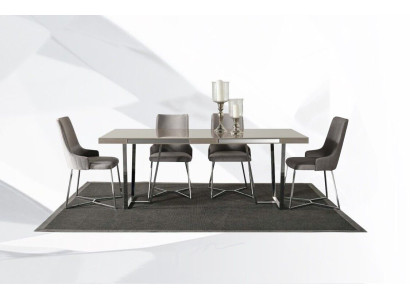 Coin repas Salle à manger Groupe Ensemble de salle à manger Table à manger Chaises 7pcs Bois Gris