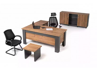 Ensemble de bureau brun complet Ensemble de salle d'étude Table Armoire Bureau d'angle