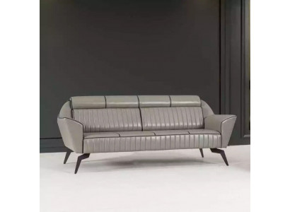 Cuir gris Trois places Meubles de salle d'étude Mobilier en bois de designer de luxe