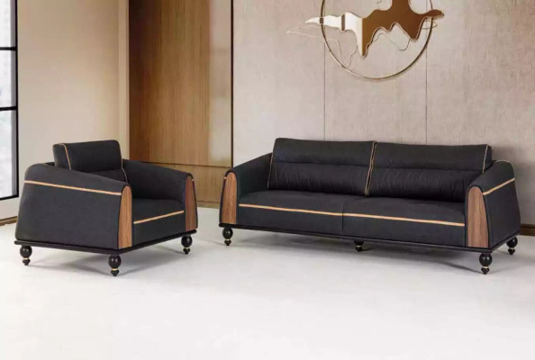 Canapé designer noir Style de mobilier de salle d'étude Canapé moderne trois places