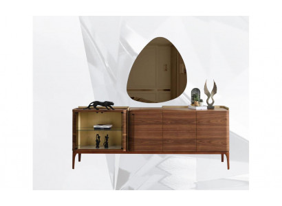 Sideboard avec miroir Armoire Sideboard Armoire en bois Marron Commode Design