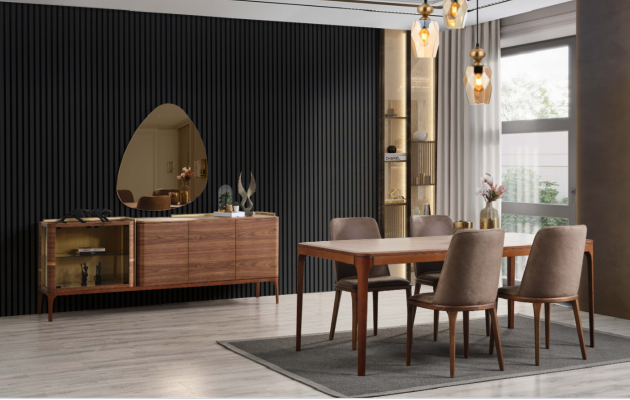 Sideboard avec miroir Armoire Sideboard Armoire en bois Marron Commode Design