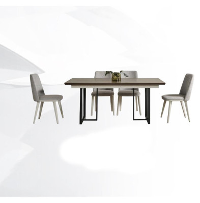 Coin repas Ensemble de salle à manger Blanc Groupe de salle à manger Table à manger Chaises 7pcs Bois