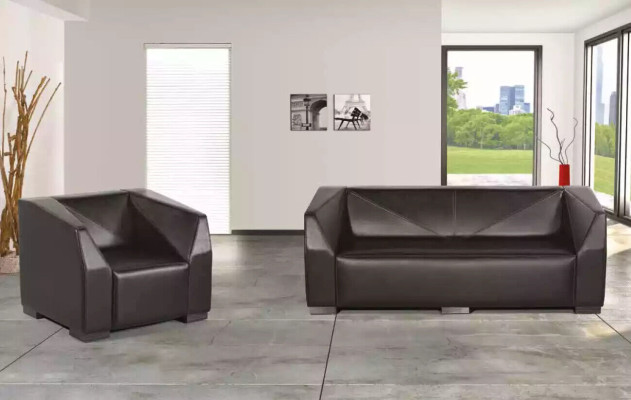 Canapé textile de luxe à trois places de couleur noire pour le bureau d'étude.