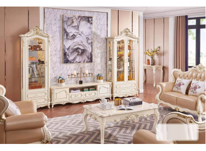 Ensemble de salon chic meuble classique TV stand 2x vitrine table basse